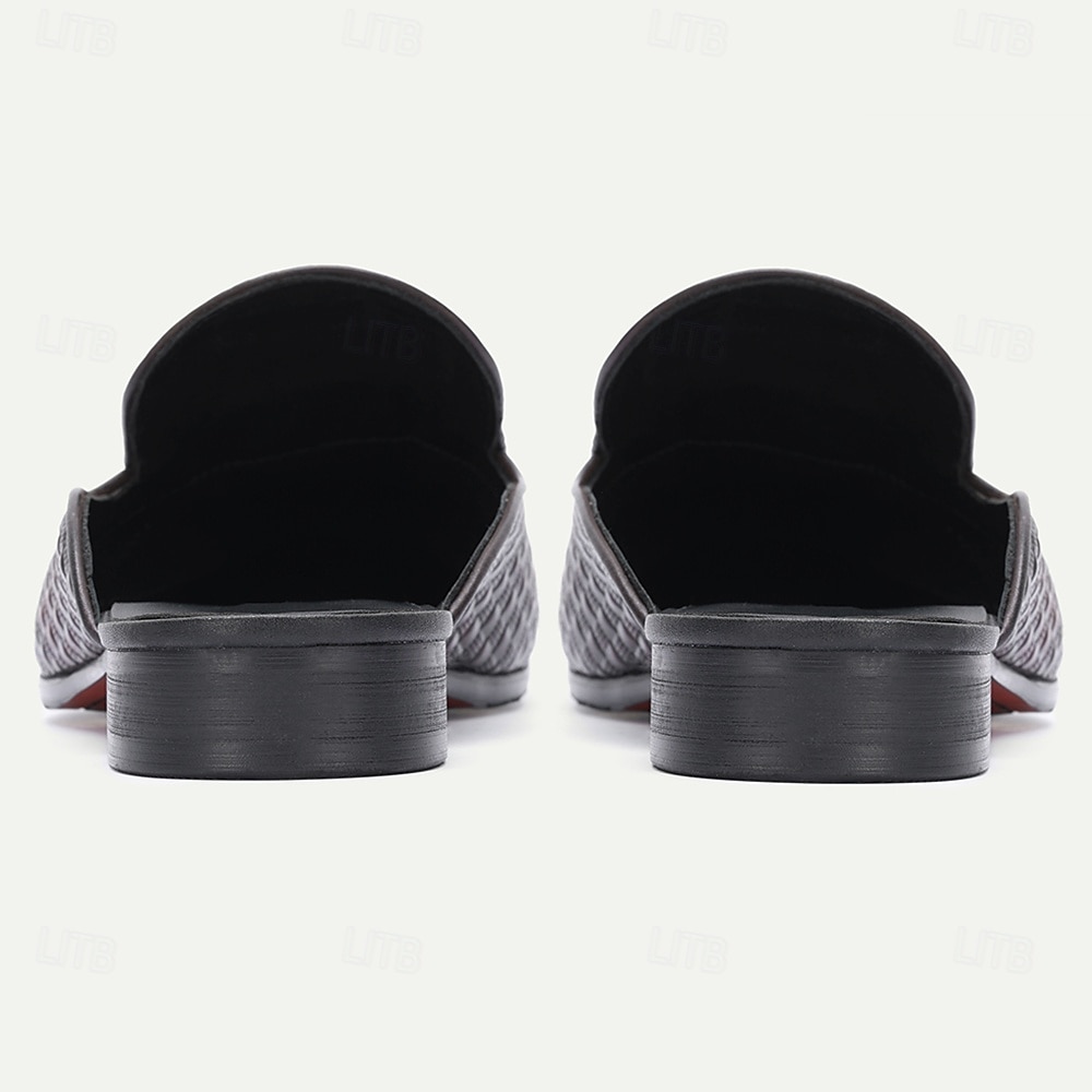 Svarta herrloafers med krokodilmönster – elegant slip-on-design med premiumläder, perfekt för bröllop, speciella tillfällen och formella kläder 2026 - $94.99 –P6