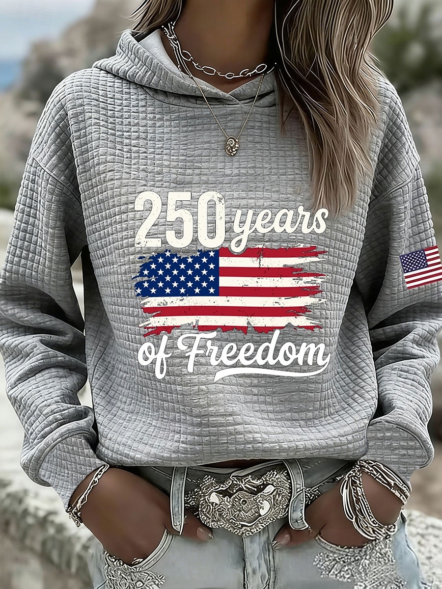 Amerykański Dzień Niepodległości Rocznica Patriota Kobiecy Pullover Hoodie Sweter Graficzny Litera Ciepły Casual Nadruk Długi Rękaw Z Kapturem Casual Ulica Codzienna Odzież Nadruk Czarny Biały 2026 - $33.99 –P4