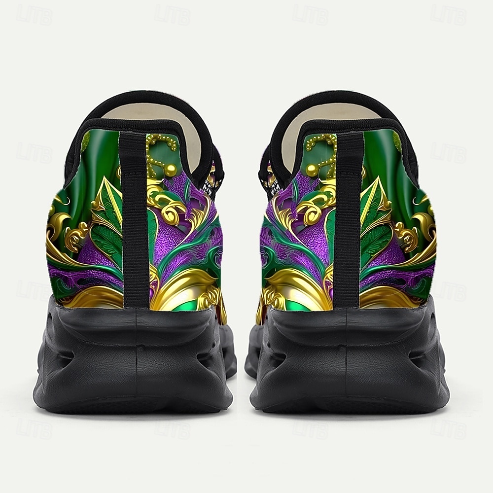 2026年 男性用マルディグラ鮮やかなカーニバルスニーカー、マスクとコンフェッティデザイン – 明るくて快適なフットウェア、パレード、パーティー、フェスティバルに最適  コレクション – $42.99 –P6
