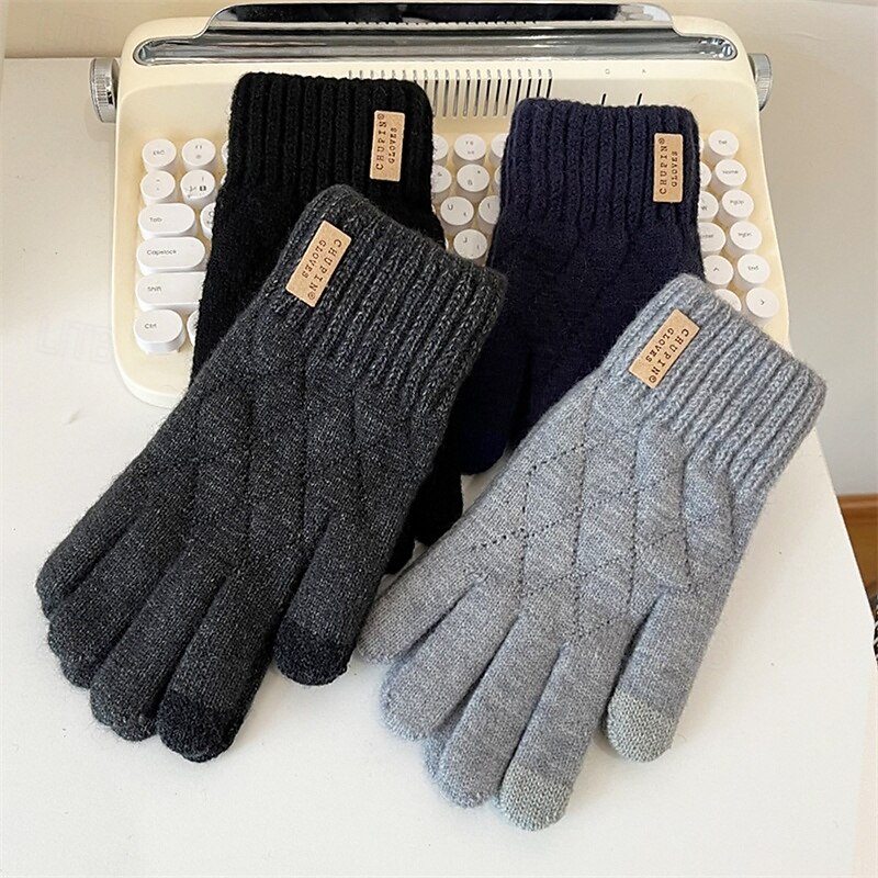 Herre 1 par Vinterhansker Strikkede hansker Fingerløse hansker Sport Mote Sport og friluft Hansker Hold Varm Helfarge Høst Svart Navyblå Lysegrå Mørkegrå 2026 - $12.49 –P1
