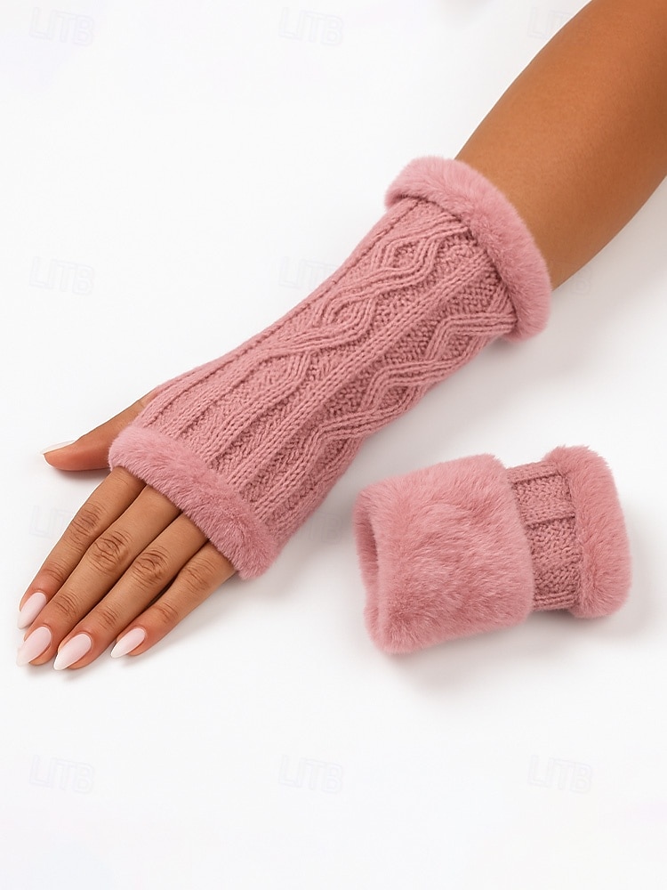 Strikkede fingerløse hansker til dame med fleecefôr for varme, tilgjengelig i flere farger, perfekt for vinter- og fritidsbruk 2026 - $9.99 –P2