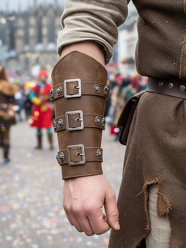 Männer Multi-Farben Kunstleder Armstulpen - mehrfarbiges Accessoire für Karneval Maskenball und Themenpartys 2026 - $18.99 –P2