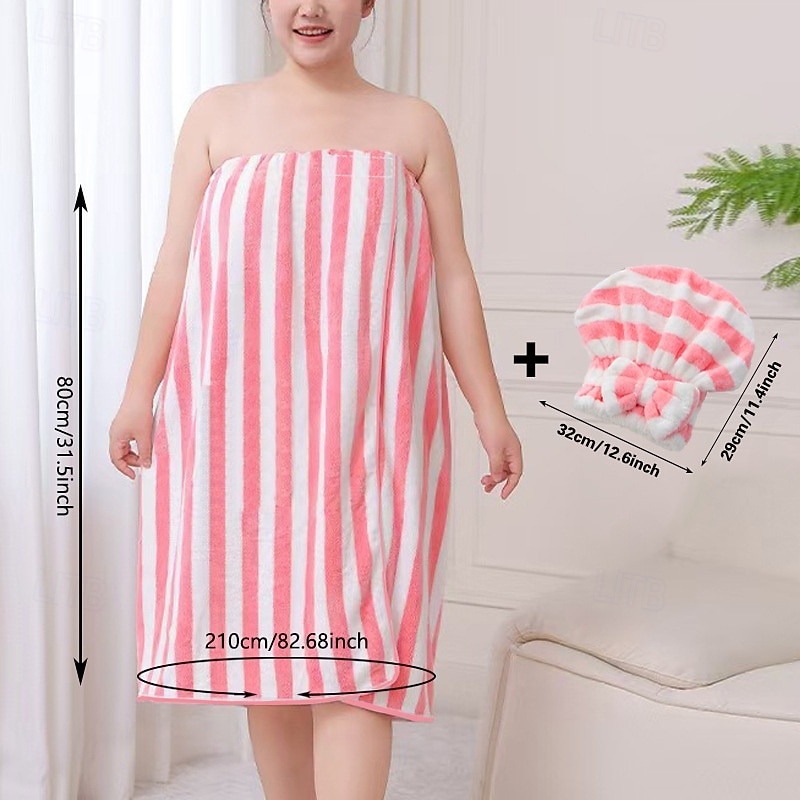 Set rochie fără bretele cu imprimeu floral și căciulă de baie pentru femei, prosop de baie moale și absorbant, halat de baie de vară și cască pentru uscarea părului, articole esențiale confortabile 2026 - $26.69 –P10