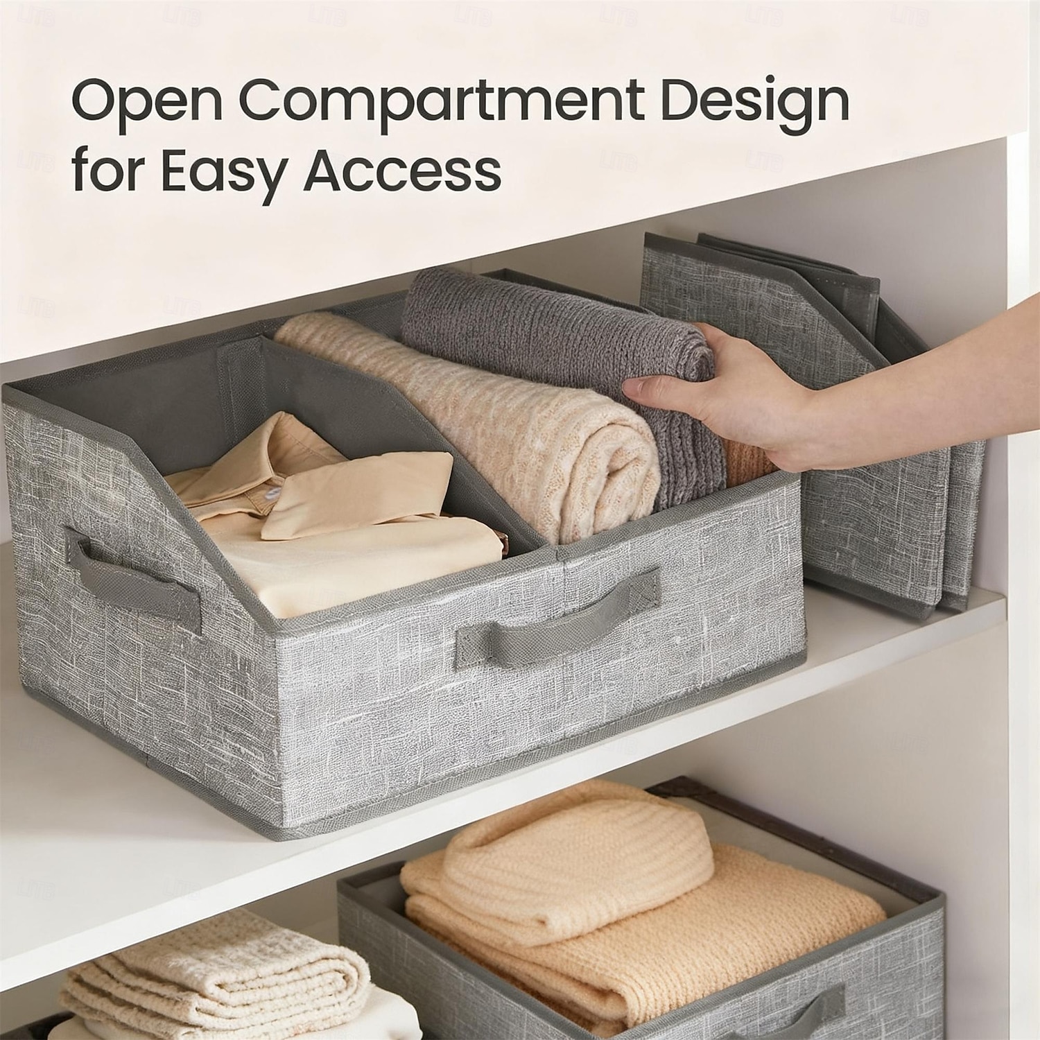 1 grand organisateur mural avec poignées - panier de rangement en tissu à structure ajourée pour vêtements, serviettes, couvertures, portefeuilles et chapeaux - design classique et peu encombrant pour de 2026 ? $16.49 –P6