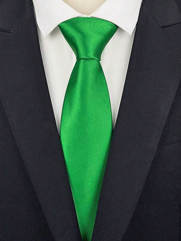2026年 男性用のセントパトリックスデーのグリーンサテンネクタイ。グリーンの複数の色合い、滑らかなポリエステル生地。パレード、パーティー、結婚式、ホリデーのお祝いに最適なクラシックで華やかなスタイルのネクタイ。  コレクション – $11.99 –P5