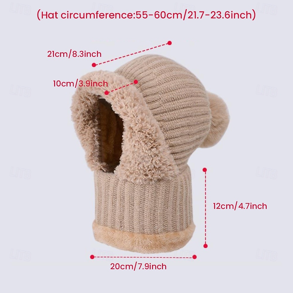 πλεκτό παχύρρευστο με μάσκα φλις κασκόλ ζεστό καπέλο 3 σε 1 σκούφο με κασκόλ και μάσκα, χειμερινή μάσκα προσώπου 2026, πλεκτά καπέλα προσώπου κασκόλ με κουκούλα μάσκες σκι 2026 - $22.99 –P1