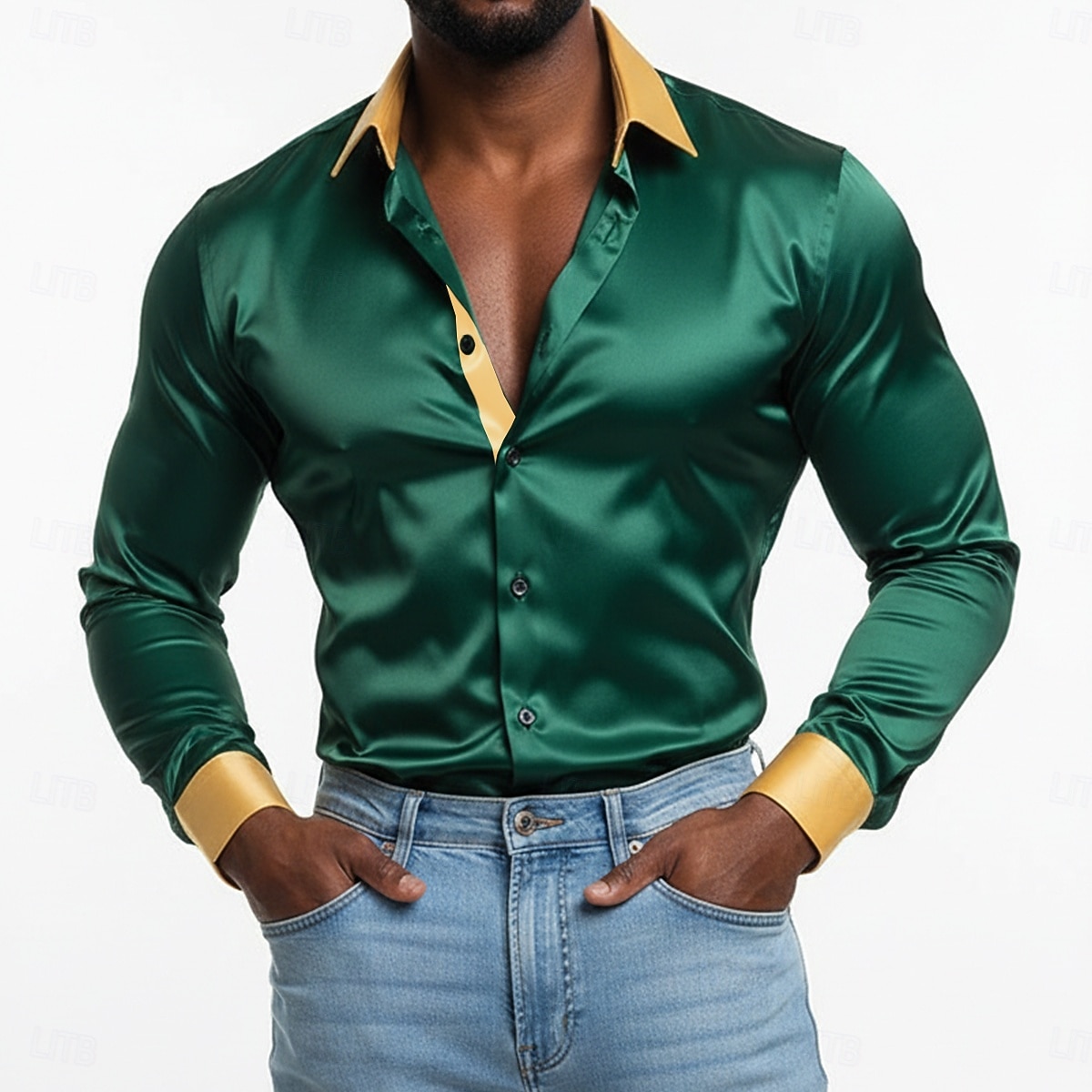 Per uomo Camicia Camicia in raso Camicia casual Camicia con Bottoni Camicia da discoteca Patchwork Quotidiano Vacanza Nero Bianco Vino Verde Manica Lunga Bavero Primavera & Autunno Tutte le stagioni del 2026 a $26.99 –P3