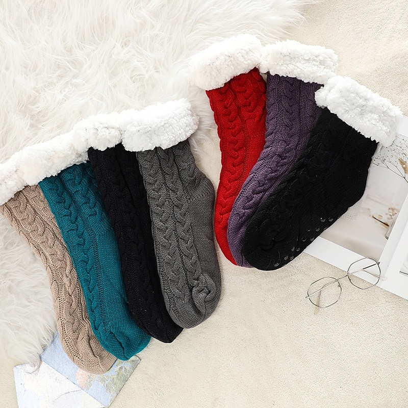 Calcetines de cachemira ultra gruesos para mujer, calcetines de casa suaves y antideslizantes con agarre, calcetines navideños cálidos y acogedores, calcetines de invierno suaves e inherentes. 2026 - $21.99 –P6