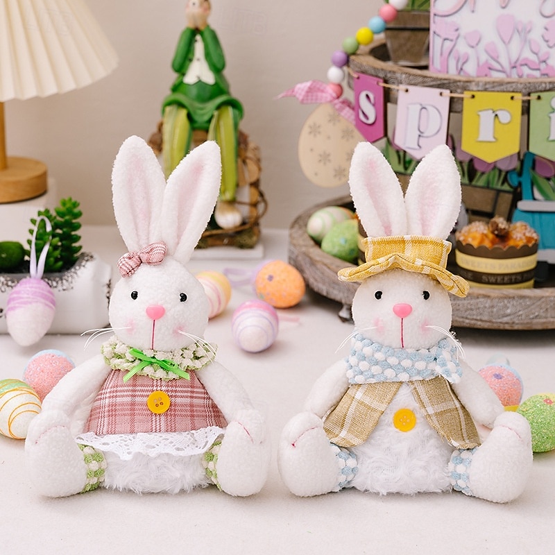 Confezione da 2 statuine di coniglietti luminosi creativi pasquali, decorazioni di coniglietti illuminati a forma di cartone animato per vetrine, decorazioni per l'atmosfera pasquale e regali per le del 2026 a $28.99 –P3