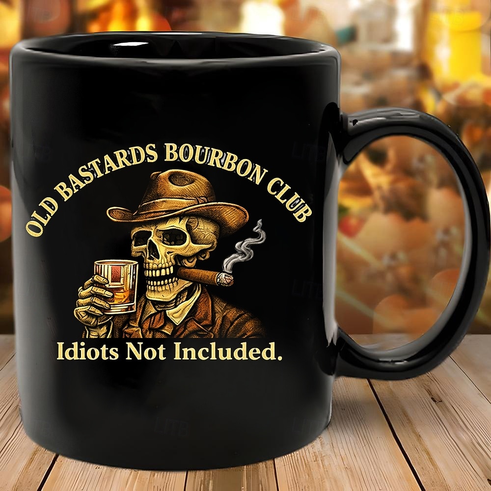 Old Bastards Bourbon Club-mugg, "Bourbon fixar nästan allt – idioter ingår inte" whiskymugg, vintage bourbonälskare-gåva 2026 - $16.99 –P1
