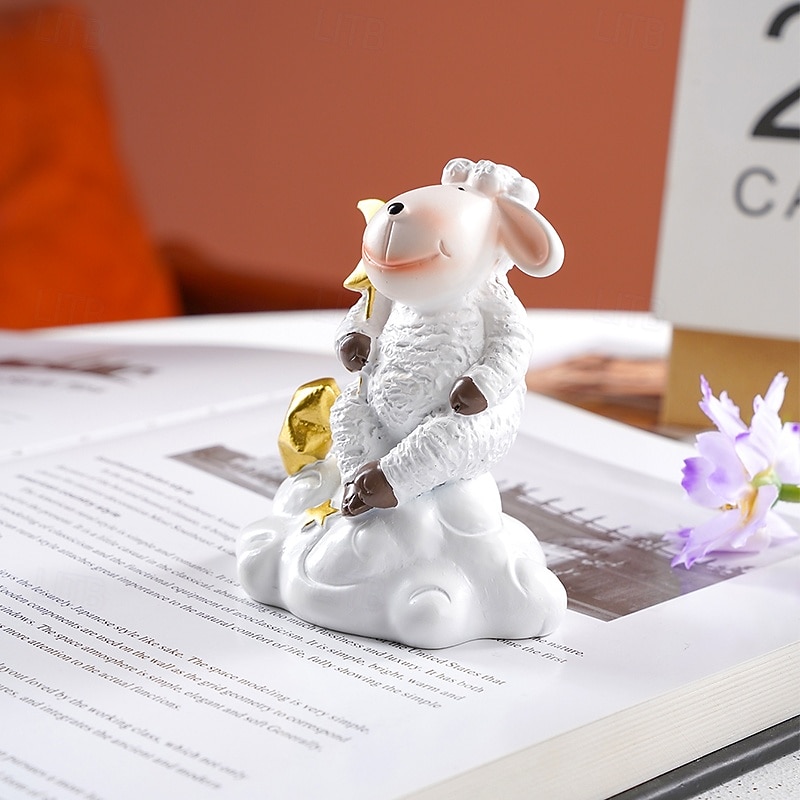 Ramadan Eid White Sheep on Cloud Resin Decor – Cute Eid al-Fitr Tabletop Ornament, Perfect for Ramadan Kareem Gifts, Home Decor, and Party Display 2026 - $14.99 –P4