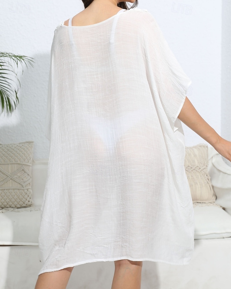 Dámské Plavky Přehozy Šaty do vody Sleva až 30% Plavky Vystřižený prázdniny Oblečení na pláž Pevná barva Do V Krátké rukávy Plavky 2026 - $27.99 –P2