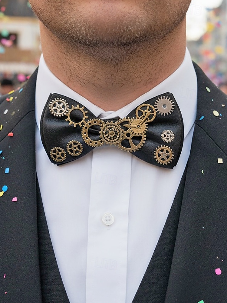 Мужской галстук-бабочка в стиле стимпанк - многоцветный регулируемый полиэстеровый галстук-бабочка для карнавала косплея и тематических вечеринок 2026 - $11.99 –P2