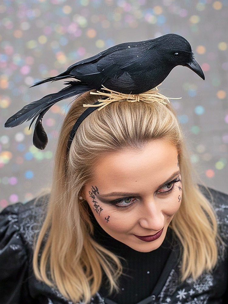 Naisten Mardi Gras -mustat varisliput - sulkapäiset linnut ja pesänaamiaisasuste - goottityylille karnevaaleille ja naamiaisille 2026 - $11.99 –P2