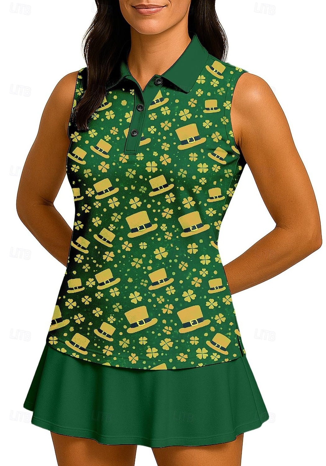 סיינט פטריק בגדי ריקוד נשים Apila חולצת ספורט חולצת POLO Rövid felső חולצת טניס ללא שרוולים פרחוני כפתורים UPF50+ עמידות UV גמישות גבוהה פתילת לחות נושם כדור עף טניס גולף קולר צווארון מתקפל 2026 - $18.99 –P5