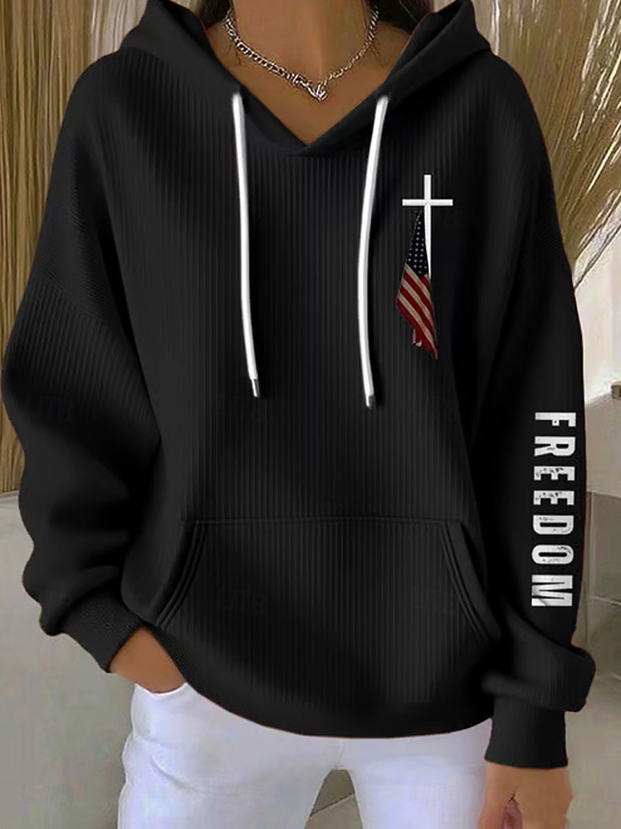 Mujer Sudadera con capucha Pullover Graphic Letra Casual Manga Larga Con Capucha Tops regulares Casual Uso Diario Deportes Azul Piscina Negro Blanco Rosa Primavera Otoño 2026 - $35.99 –P4