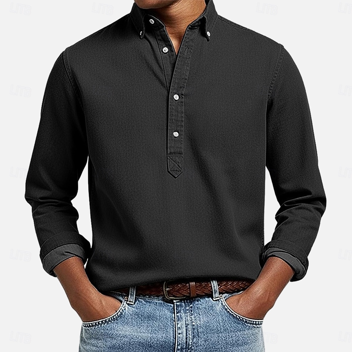 Ανδρικά Πουκάμισο Πουκάμισο Popover Πουκάμισο με κουμπιά Casual πουκάμισο Μπλε τζιν Μαύρο Λευκό Βαθυγάλαζο Σκούρο μπλε Μακρυμάνικο Σκέτο Κουμπωτός γιακάς Causal ΕΞΩΤΕΡΙΚΟΥ ΧΩΡΟΥ Κουμπιά Ρούχα 2026 - $22.99 –P8