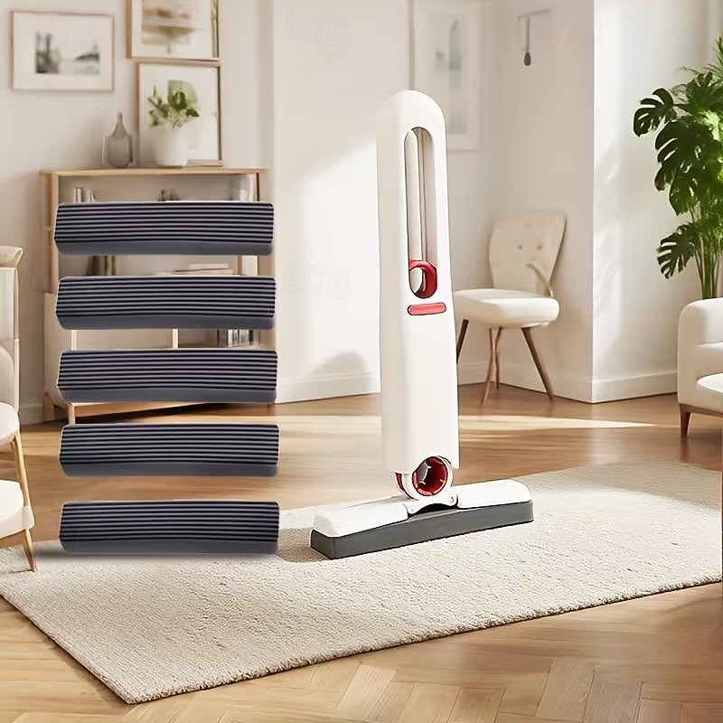 6-delers selvvridende mini-moppsett - lett å klemme høyabsorberende rask rengjøring egnet for stue, soverom og møbler vindustørking moderne kompakt design 2026 - $13.49 –P9