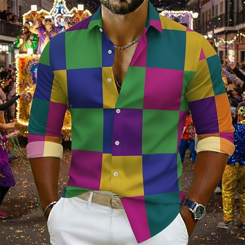 camicia di carnevale per uomo – vestito di carnevale viola verde oro del 2026 a $29.99 –P3