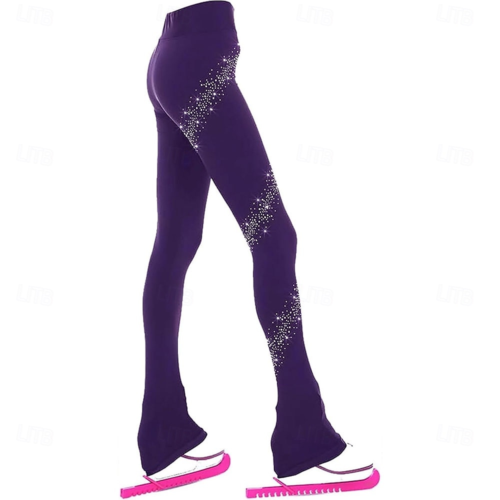 pantaloni da pattinaggio artistico da donna e da ragazza, pantaloni da pattinaggio sul ghiaccio, neri, elastici, abbigliamento da pattinaggio per gare di allenamento, termici, caldi, con del 2026 a $89.99 –P9