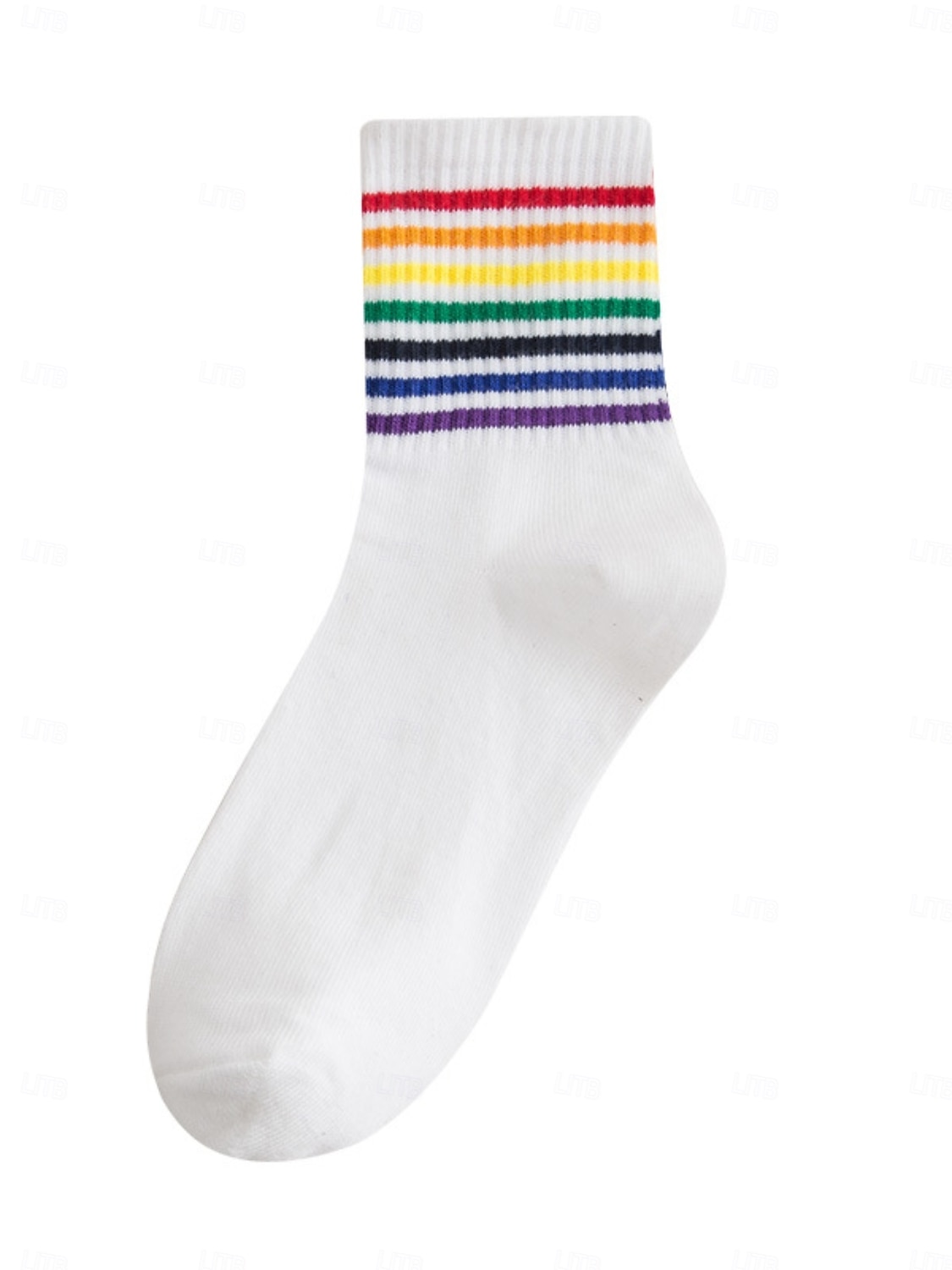 Conjunto de meias de cano alto com listras do Mardi Gras - Pacote de 6 meias casuais em mistura de algodão estilo unissex para carnaval festival do orgulho e roupas de festa de 2026 por $14.99 –P6