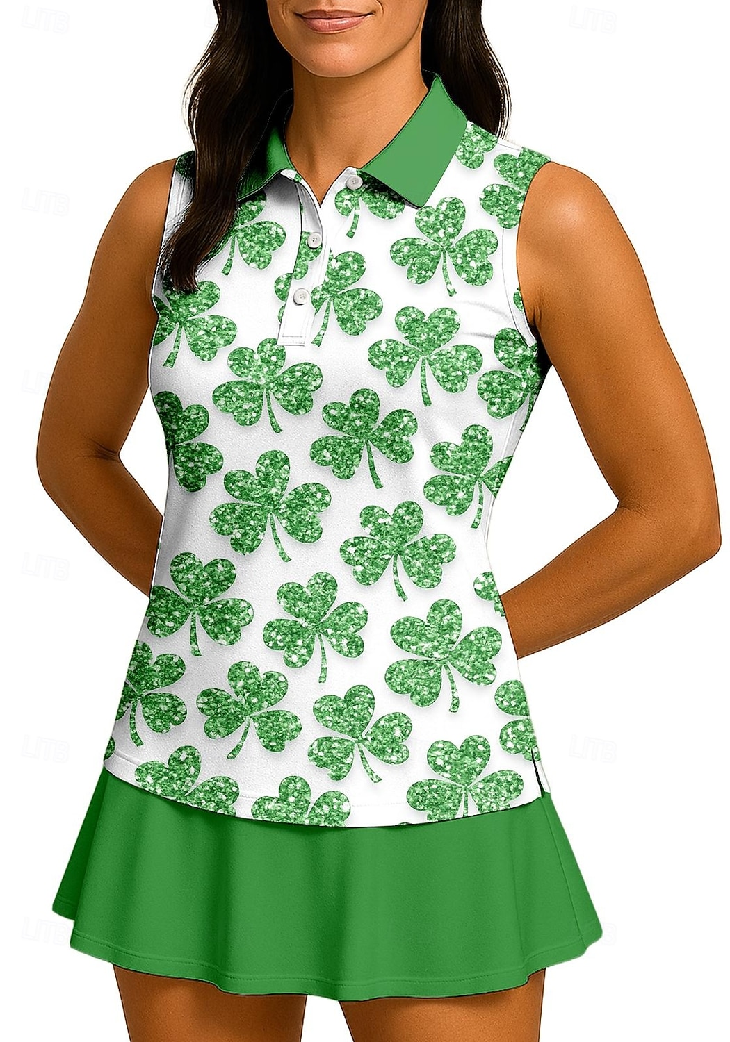 San Patrizio Per donna Trifoglio Top Maglietta sportiva Polo da golf Canotta Senza Maniche Floreale Bottoni UPF50+ Resistente ai Raggi UV Alta elasticità Traspirante Pallavolo Tennis Golf Colletto del 2026 a $18.99 –P1