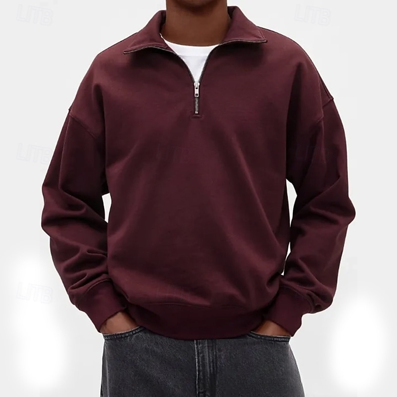 Men's Sweatshirt Pullover Hoodie Sweatshirt Quarter Zip Sweatshirt White Purple Standing Collar Plain Quarter Zip Casual Daily Sports & Outdoor Streetwear Cool Sportswear Spring &  Fall Clothing 2026 - $24.99 –P10