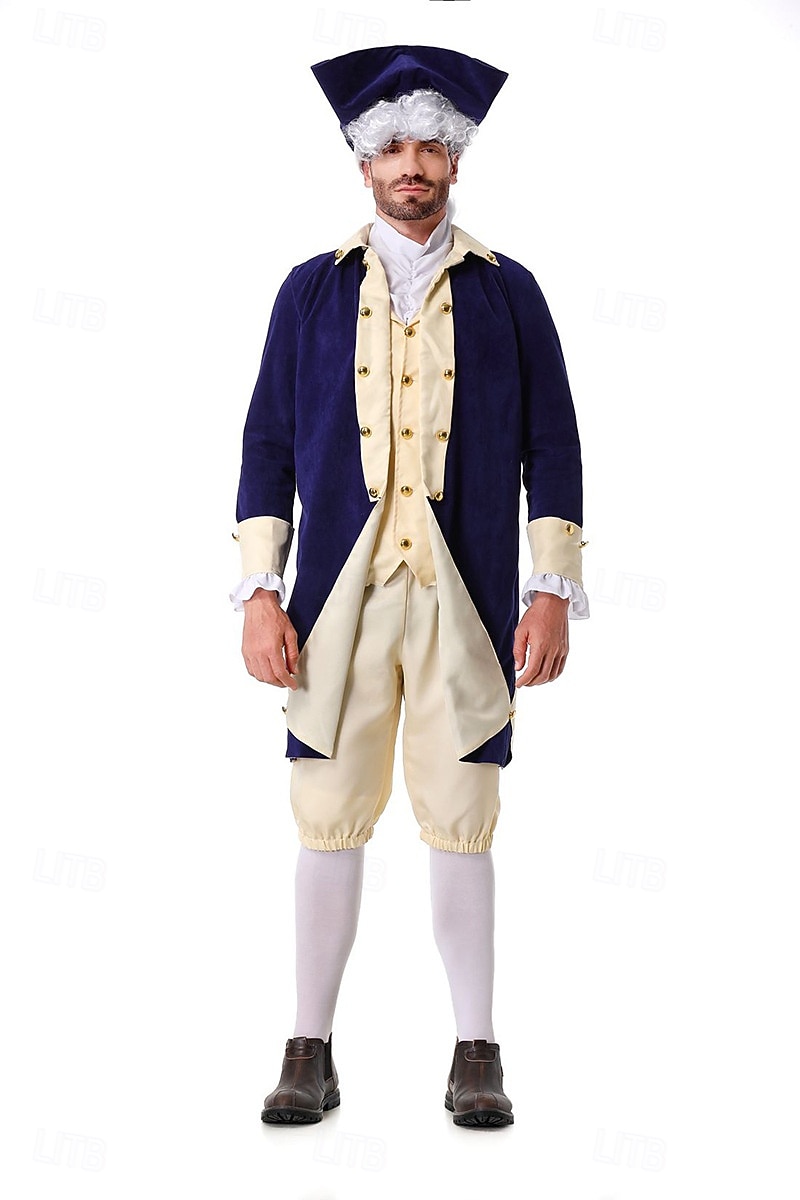 250-årsjubileum USA Rokoko Barock Kläder Lång ärm George Washington Alexander Hamilton Koloniala kostymer Maskeradkläder Herr Karnival Självständighetsdagen 4 juli Vuxen Kappa Byxor Krage 2026 - $60.99 –P1