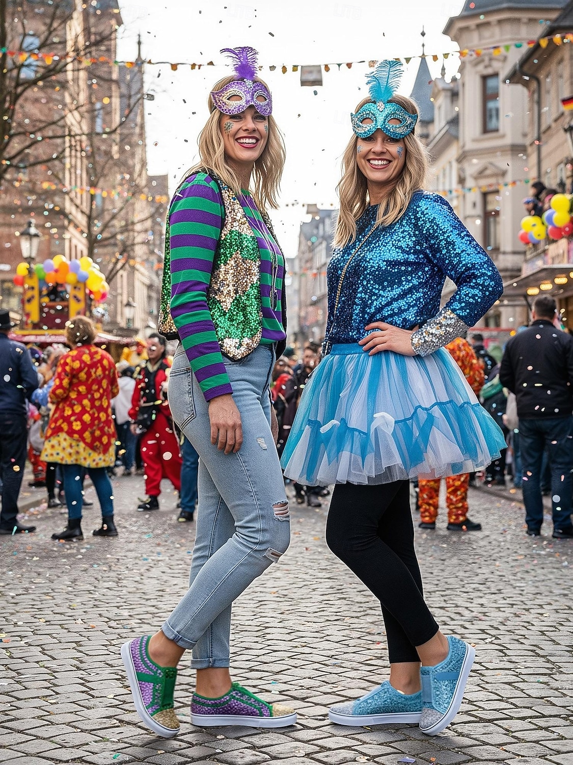 Dámské fialové třpytivé slip-on tenisky na Mardi Gras – Třpytivé boty pro hudební festivaly karnevalové párty a výrazné pouliční oblečení 2026 - $29.99 –P8