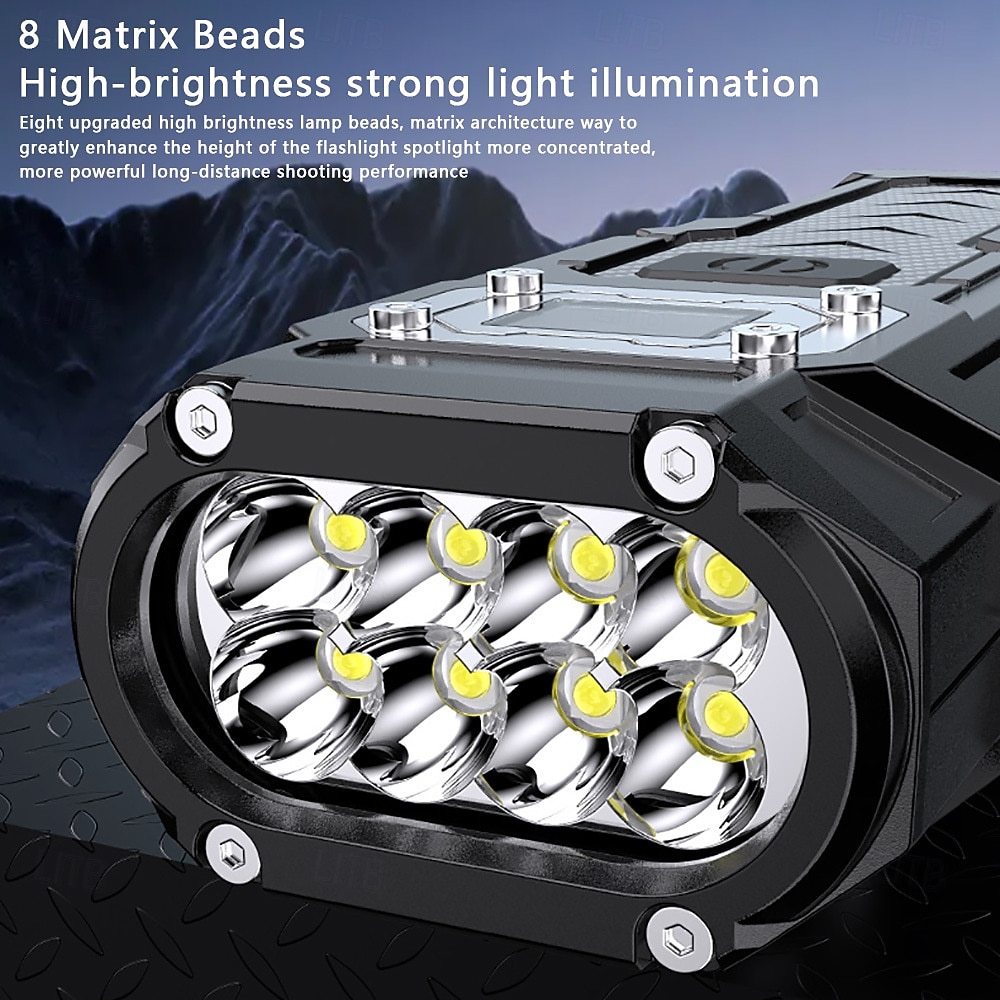 Latarka COB LED o dużej jasności z akumulatorem 1200 mAh, magnetycznym powerbankiem, cyfrowym wyświetlaczem poziomu naładowania baterii, oświetleniem wielotrybowym z klipsem, konstrukcją ABS do 2026 - $17.99 –P1