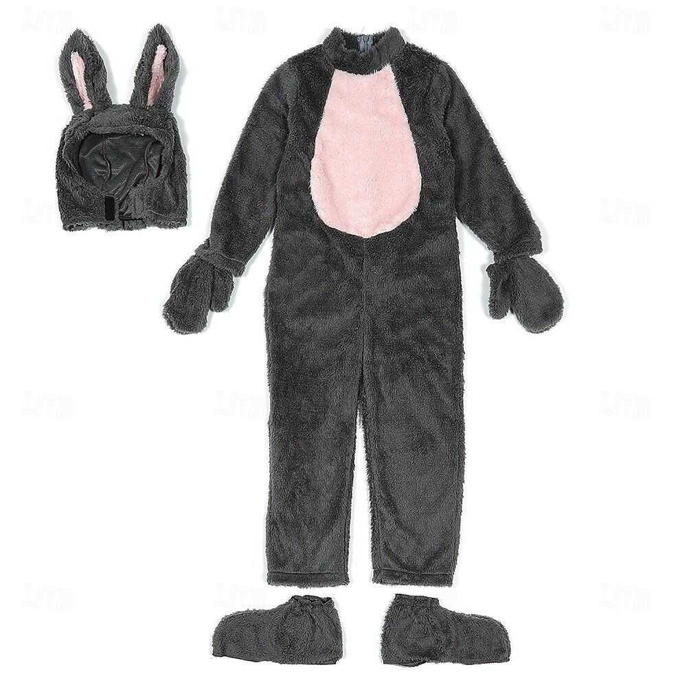 Carnival Costume 2026 Kigurumi Pajamas Fancy Costume Onesie Costume Rabbit Bunny Cute Hooded Fleece Kid's Boys' Girls' Carnival Easter Party Performance Homewear Dress Up 2026 - $41.99 –P2