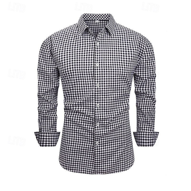 Per uomo Camicia Camicia Estiva Camicia casual Camicia da Spiaggia Camicia con Bottoni Marrone Scuro Nero Rosso Blu scuro Grigio Manica Lunga Plaid Bavero Casuale Quotidiano Abbigliamento Moda Casual del 2026 a $25.99 –P6