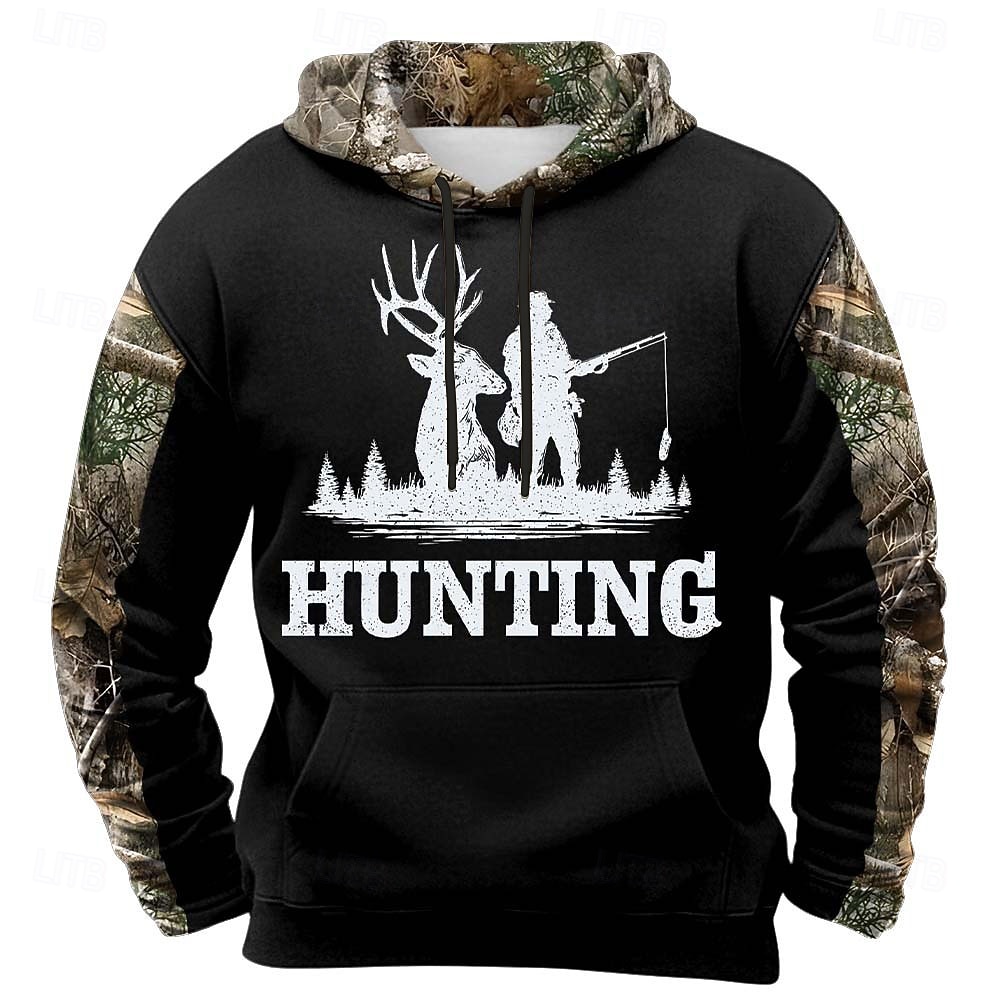 Men's Deer Hoodie Sweatshirt Fashion Classic Crew Neck Outdoor Hunting Black Brown Brown 2 Brown 3 Drawstring Fall Winter Designer S M L XL XXL XXXL 2026 - $30.99 –P1