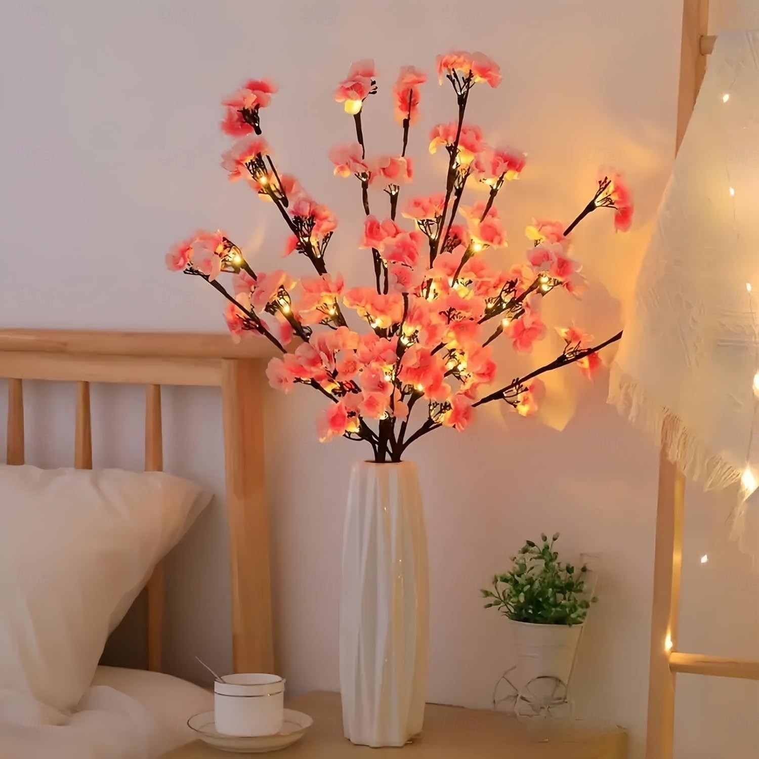 2026年 70cm 20個のLEDビーズ人工桜の木の枝ライト、単三電池駆動、屋内寝室、リビングルーム、ダイニングルーム、パーティー、バレンタインデー、結婚式、休日の装飾  コレクション – $11.49 –P2