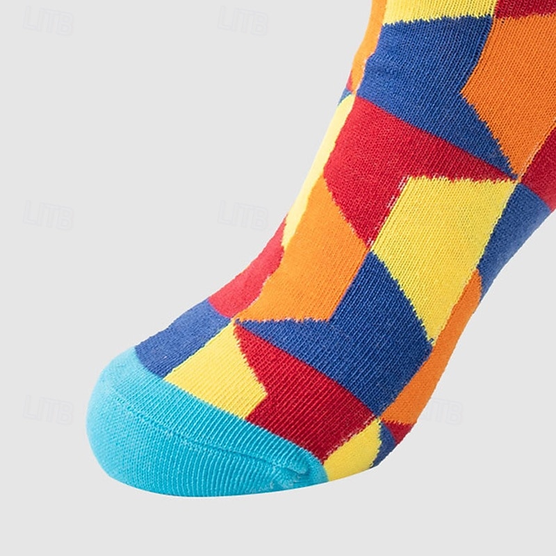 Hombre 5 pares Calcetín Calcetines para correr Calcetines informales Azul Piscina Rojo Color Geométrico Exterior Ropa de calle Vacaciones Medio Todas las Temporadas Moda Ropa de calle 2026 - $12.49 –P10