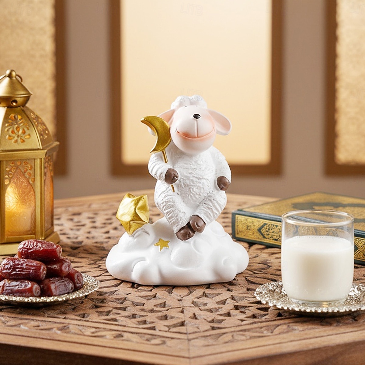 Ramadan Eid White Sheep on Cloud Resin Decor – Cute Eid al-Fitr Tabletop Ornament, Perfect for Ramadan Kareem Gifts, Home Decor, and Party Display 2026 - $14.99 –P1