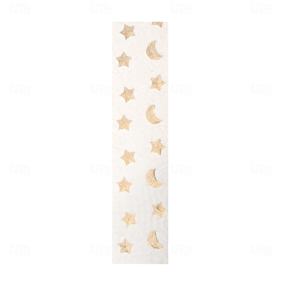 Ramadan Eid Nordic Green & Gold Star & Moon Sequin Embroidered Table Runner, Scandinavian Style, Holiday and Daily Dining Room Decor, Perfect for Parties and Sideboard Decoration 2026 - $17.49 –P3