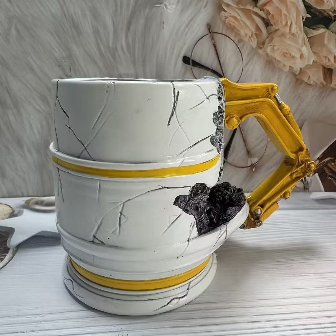 Noen løy, rivingskrus, keramisk kaffekopp formet som 3D-gravemaskin i harpiks med hank, morsom gaveidé med byggemotiv til kontor og hjem, daglig bruk 2026 - $31.99 –P8