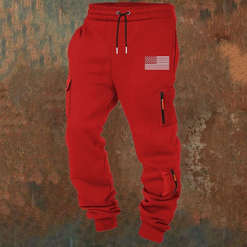 Hombre Pantalones cargo Pantalones de Deporte Persona que practica jogging Pantalones Correa Bolsillo Cintura elástica Bandera estadounidense de los Estados Unidos Comodidad Transpirable Casual 2026 - $26.99 –P6
