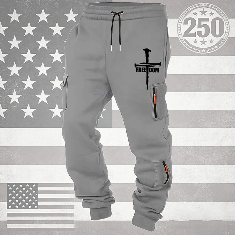 Per uomo Pantaloni da Tuta Cargo Pantaloni da tuta Joggers Pantaloni Coulisse Tasca Elastico in vita Croce Comodità Traspirante Quotidiano All'aperto 250° anniversario dell'America Vacanza Moda Nero del 2026 a $25.99 –P3
