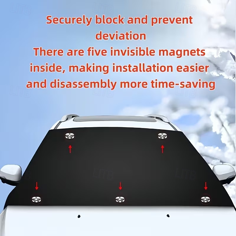 Magnetische all-weather auto-voorruitafdekking met sneeuw- en zonnebescherming. &Privacybescherming - robuuste glazen schermbeschermer met magnetisch bevestigingssysteem, krasbestendig, 2026 - $16.99 –P5