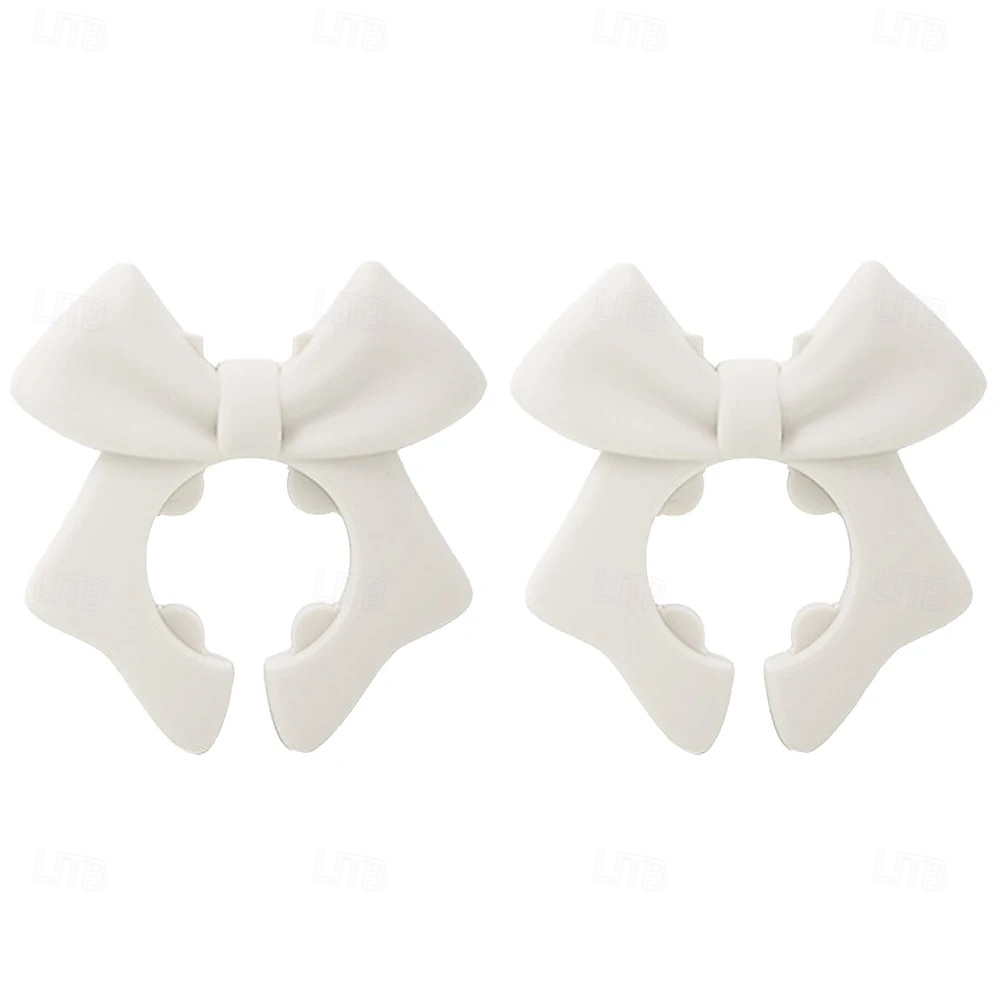 2 ks silikonových podpěr na poklici ve tvaru mašle, roztomilý růžový design mašle, bezpečné uchycení lžiček &metly, držák na kuchyňské náčiní, držák na kuchyňské náčiní, prostorově úsporný kuchyňský 2026 - $10.49 –P12