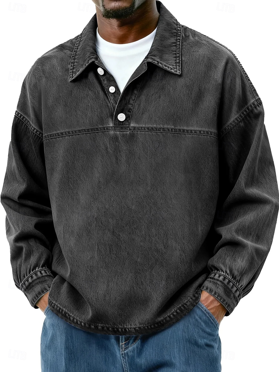 Herren Baumwoll-Poloshirt Lässig Urlaub Klassisch Langarm Mode Basic Einfarbig Einfach Vintage-Stil Gewaschen Winter Frühling & Herbst Ganzjahres Lässiger Schnitt Schwarz Hellgrün Rosa Marineblau 2026 - $33.99 –P6