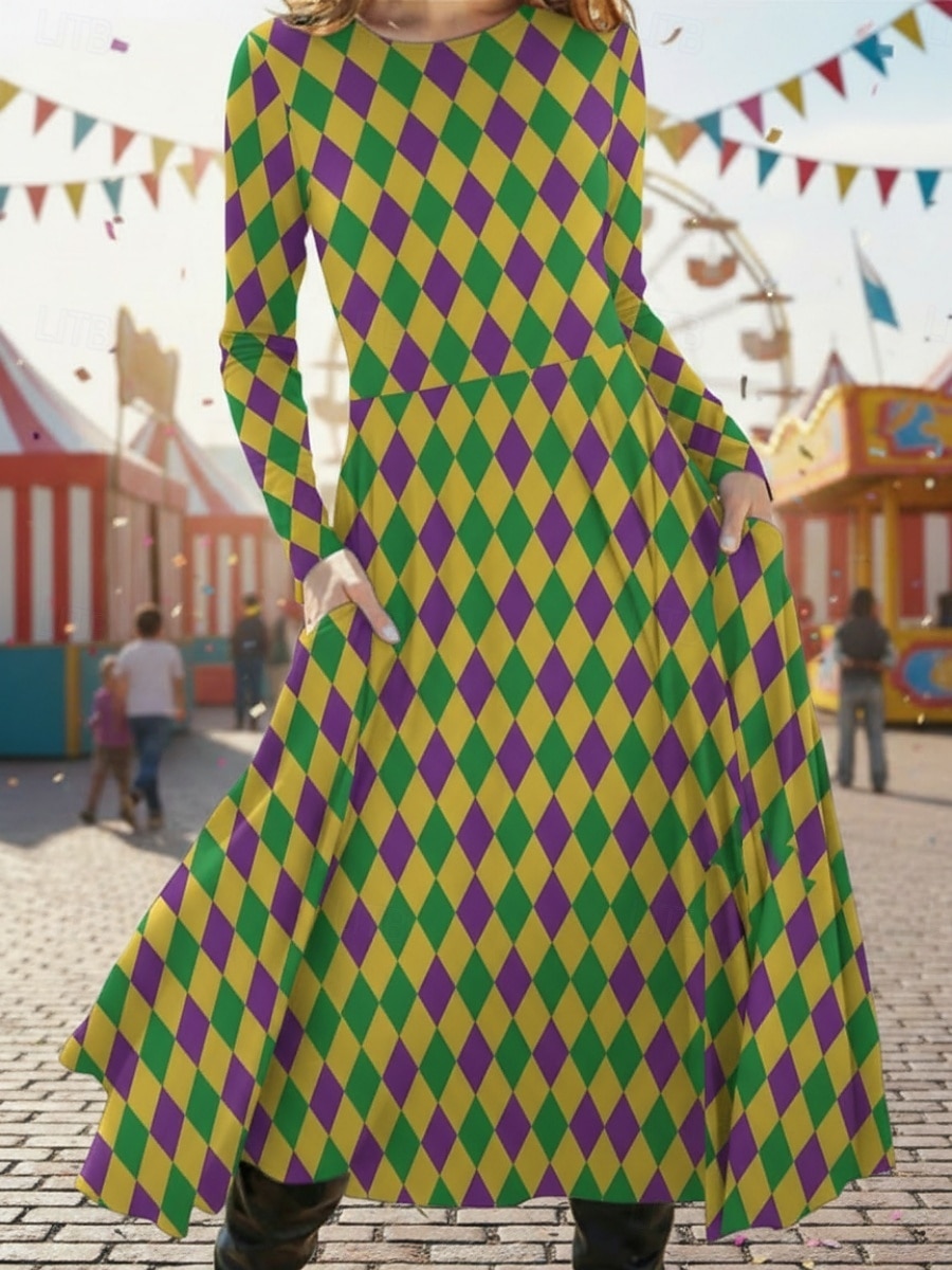 Damen Midikleid Freizeitkleid Schwingkleid Elegant Mode Täglich Outdoor Wochenende Normale Passform Blumen Grafik Langarm Rundhalsausschnitt Blau Gelb Purpur Grün Frühling Herbst Winter 2026 - $37.99 –P2