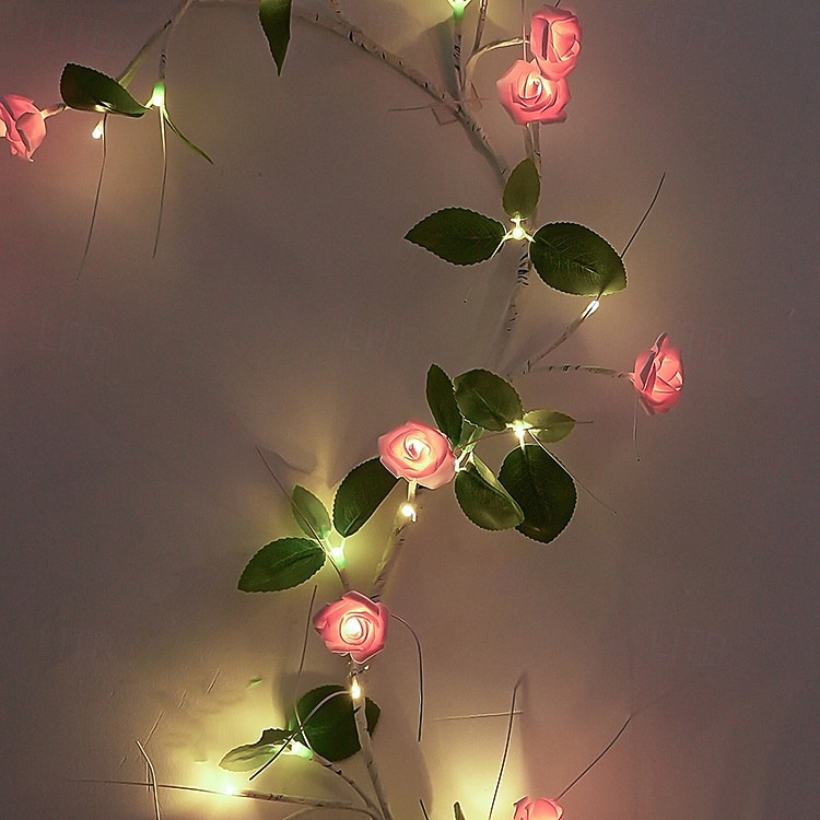 1.8M 48 LED Beads Artificial Rose Vine String Lights, Waterproof with Timer, AAA Battery Box, Indoor/Outdoor Bedroom, Living Room, Garden, Party, Wedding, Holiday Decoration 2026 - $25.99 –P2