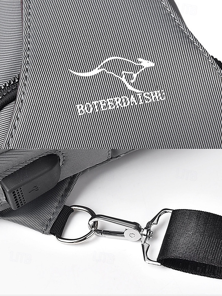 2026年 男性用防水オックスフォード布製スリングバッグ、USB充電ポート付き、多用途、複数の色展開、カジュアルやアウトドアでの使用に最適  コレクション – $24.99 –P12