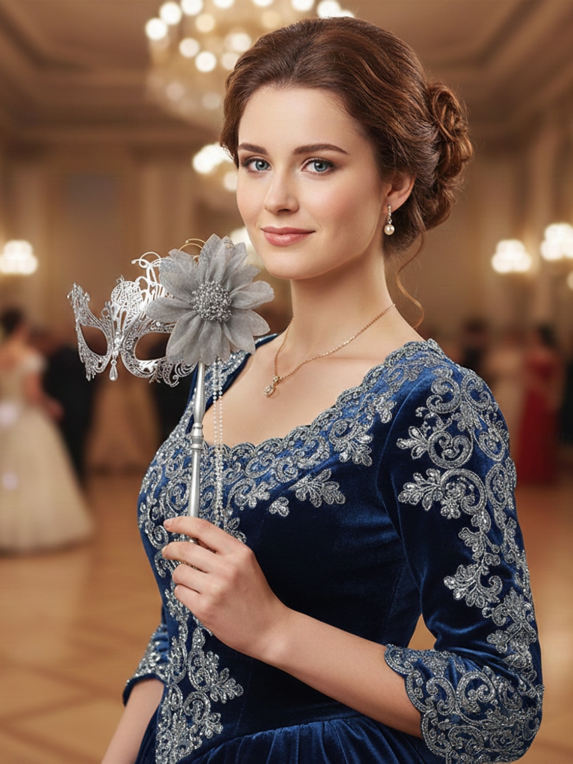 Złota maska do balu maskowego weneckiego z filigranem i ozdobnym kwiatem – elegancki dodatek do kostiumu weneckiego na imprezy i bale 2026 - $24.99 –P5