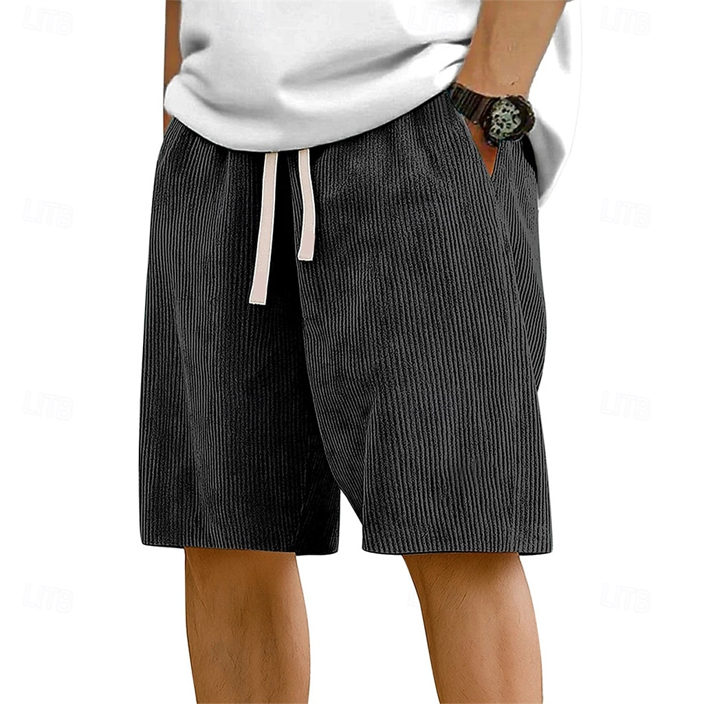 Per uomo Pantaloncini Estivi Shorts da Spiaggia Pantaloncini casual Pantaloncini di velluto a coste Coulisse Elastico in vita Tinta unica Comodità Lunghezza al ginocchio Quotidiano All'aperto del 2026 a $17.99 –P4