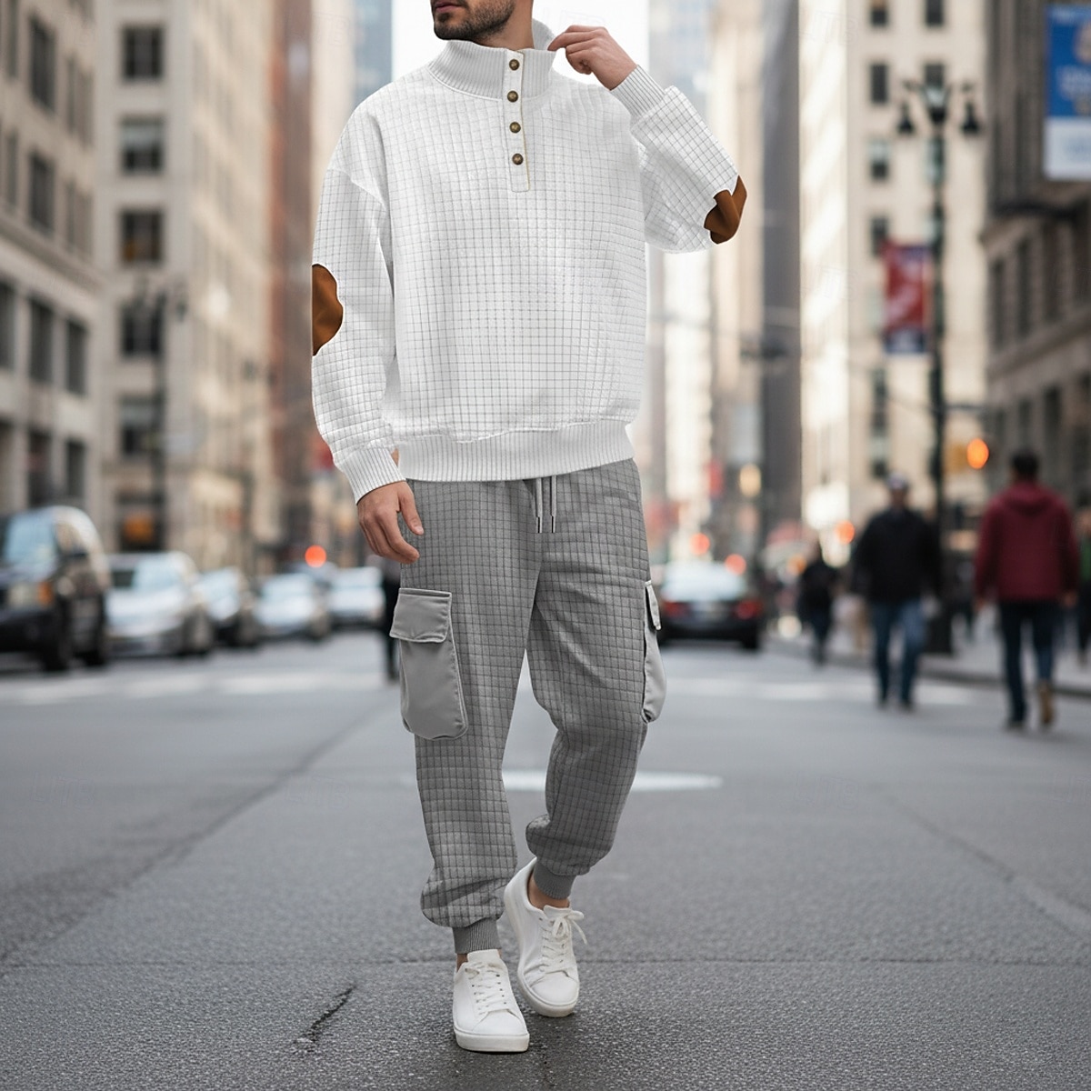 Homme Sweat-shirt Ensemble Survetement Sweat à capuche gaufré Ensemble de tenues Col montant Quotidien Extérieur Sports Jacquard Cordon de serrage Boutonner Bloc de Couleur Rouge vin Tenues de Sport de 2026 ? $42.99 –P8