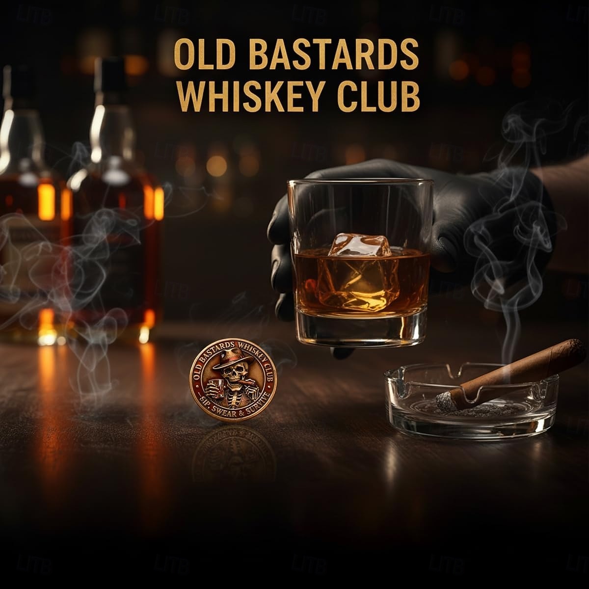 Old Bastards Bourbon Club samlemynt, bourbon fikser nesten alt – idioter ikke inkludert utfordringsmynt, vintage whisky &Bourbon-samlemynt, Old Bastards Whiskey Club-mynt 2026 - $21.99 –P3
